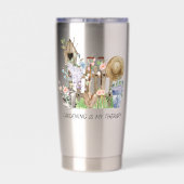 水彩フローラ園芸用具およびおもしろい引用文 保温保冷タンブラー (背面)