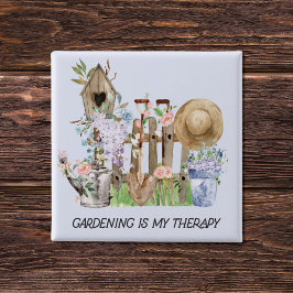 水彩フローラ園芸用具およびおもしろい引用文 缶バッジ