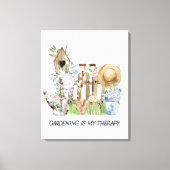 水彩フローラ園芸用具と引用文 キャンバスプリント (正面)