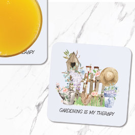 水彩フローラ園芸用具と引用文 コースター