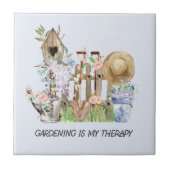 水彩フローラ園芸用具と引用文 タイル (正面)