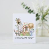 水彩フローラ園芸用具と引用文 ポストカード (スタンド正面)