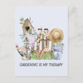 水彩フローラ園芸用具と引用文 ポストカード (正面)