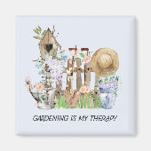 水彩フローラ園芸用具と引用文 マグネット (正面)