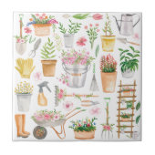 水彩フローラ園芸用具パターン タイル (正面)