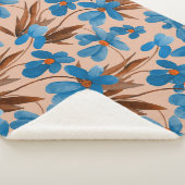 水彩フローラ夏プリント模様 シェルパブランケット (3/4)