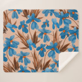 水彩フローラ夏プリント模様 シェルパブランケット (正面(横))