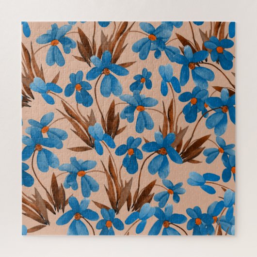 水彩フローラ夏プリント模様 ジグソーパズル (縦)