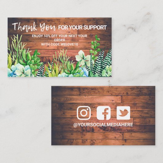 水彩フローラ多肉割引 名刺 (正面/裏面)