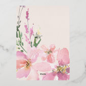 水彩フローラ女の子ベビーシャワー 箔招待状 (裏面)