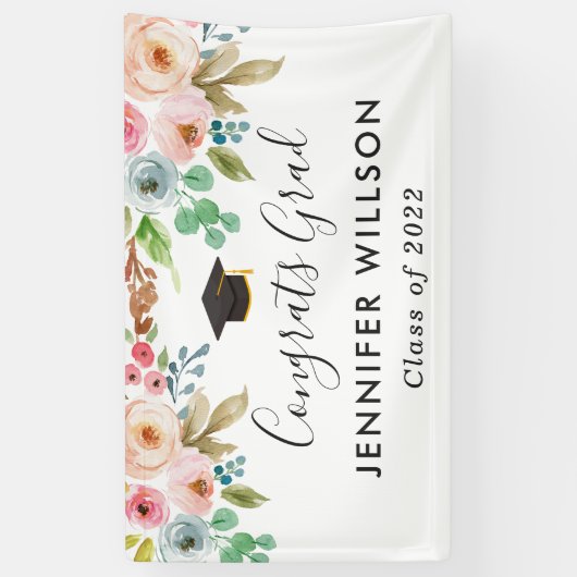 水彩フローラ女子大学院卒業パーティー 横断幕 (縦)