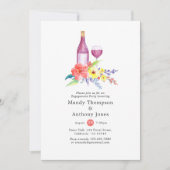 水彩フローラ婚約パーティワインテイスティング 招待状 (正面)