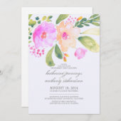 水彩フローラ婚約パーティ招待状 招待状 (正面/裏面)