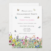 水彩フローラ婚約パーティ 招待状 (正面/裏面)