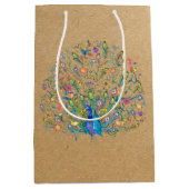 水彩フローラ孔雀培地抱き枕 ミディアムペーパーバッグ (正面)
