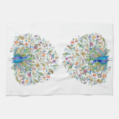 水彩フローラ孔雀 キッチンタオル (横)