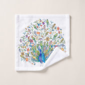 水彩フローラ孔雀 バスタオルセット (ウォッシュタオル)