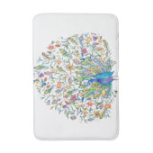 水彩フローラ孔雀 バスマット (正面縦)