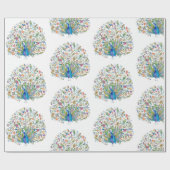 水彩フローラ孔雀 ラッピングペーパー (フラット)