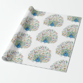 水彩フローラ孔雀 ラッピングペーパー (アンロールド)