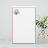 水彩フローラ孔雀 便箋 (スタンド正面)