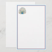 水彩フローラ孔雀 便箋 (正面/裏面)