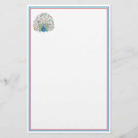 水彩フローラ孔雀 便箋 (正面)