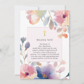 水彩フローラ宗教葬儀サンキューカード 招待状 (正面)