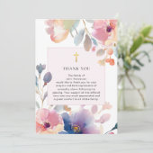 水彩フローラ宗教葬儀サンキューカード 招待状 (スタンド正面)
