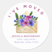 水彩フローラ封筒l新しいホームを移動 ラウンドシール (正面)