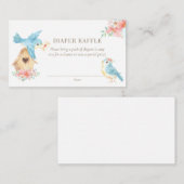 水彩フローラ小鳥女の子おむつラッフル エンクロージャーカード (正面/裏面)