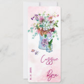 水彩フローラ山花結婚式パーティープログラム 招待状 (正面)