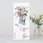 水彩フローラ山花結婚式パーティープログラム 招待状 (スタンド正面)