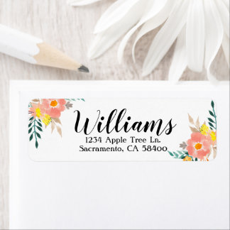 水彩フローラ差出人住所ラベル ラベル