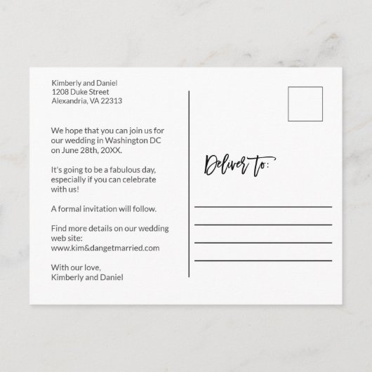 水彩フローラ幾何学日付を保存 案内ポストカード (裏面)