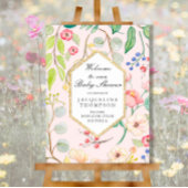 水彩フローラ幾何学的金ゴールドパステルフラワー ポスター