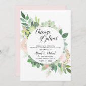 水彩フローラ延期結婚の更新カード 招待状 (正面/裏面)