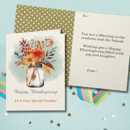水彩フローラ感謝祭先生挨拶 カード