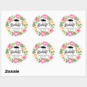 水彩フローラ手墨画卒業カスタム ラウンドシール (シート)