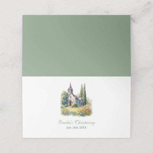 水彩フローラ教会バプテスマ《キリスト教》洗礼式や命名式 プレイスカード (外部開封)