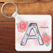 水彩フローラ文字A キーホルダー (正面)