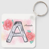 水彩フローラ文字A キーホルダー (裏面)