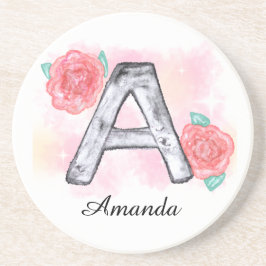 水彩フローラ文字A コースター