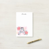 水彩フローラ文字A ポストイット (デスク上)