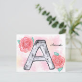 水彩フローラ文字A ポストカード (スタンド正面)