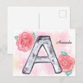 水彩フローラ文字A ポストカード (正面/裏面)