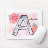 水彩フローラ文字A マウスパッド (マウス)