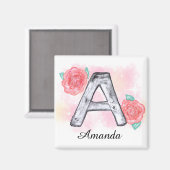 水彩フローラ文字A マグネット (正面/裏面)