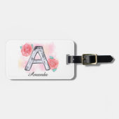 水彩フローラ文字A ラゲッジタグ (正面横)