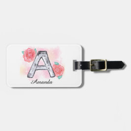 水彩フローラ文字A ラゲッジタグ